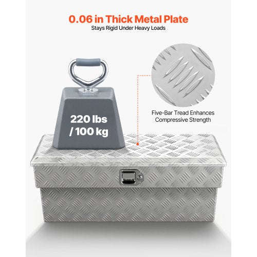 Truck Bed Tool Box Heavy Duty Aluminum Tool Box with Tread Patterns