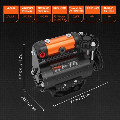 Onboard Air Compressor Kit 150PSI Offroad Air Compressor Portable Tire