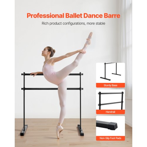 Ballet Barre 4 Ft Double Barre Bar for Home Freestanding Portable Ballet