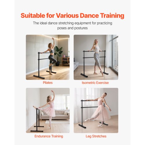 Ballet Barre 4 Ft Double Barre Bar for Home Freestanding Portable Ballet