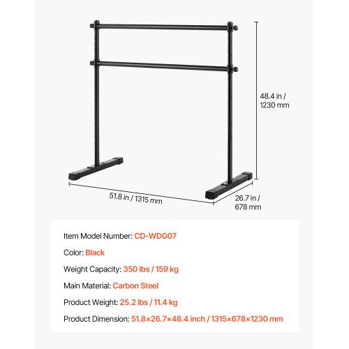 Ballet Barre 4 Ft Double Barre Bar for Home Freestanding Portable Ballet