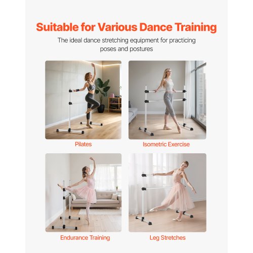 Ballet Barre 4 Ft Aluminum Double Barre Bar for Home Freestanding Portable