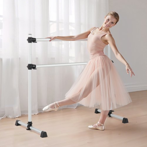Ballet Barre 4 Ft Aluminum Double Barre Bar for Home Freestanding Portable
