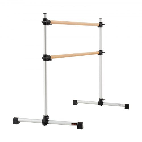 Ballet Barre 4 Ft Double Beechwood Barre Bar for Home Freestanding