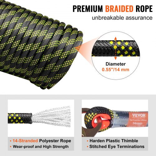 Vertical Lifeline 150ft 457m Outdoor Climbing Rope 30KN Breaking
