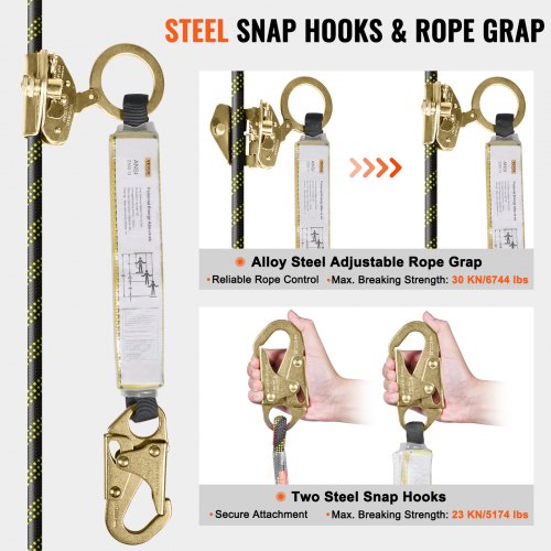 Vertical Lifeline 150ft 457m Outdoor Climbing Rope 30KN Breaking