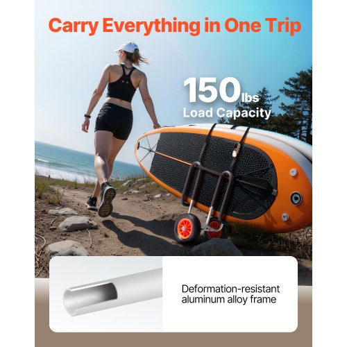 Kayak Cart 150 lbs Load Capacity Stand Up Paddle Board Trolley with 10inch