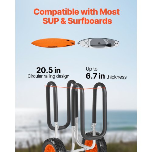 Kayak Cart 150 lbs Load Capacity Stand Up Paddle Board Trolley with 10inch