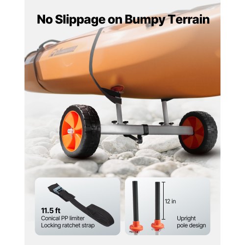 Kayak Cart 230 lbs Load Capacity Canoe Cart Dolly with 10inch Solid PU