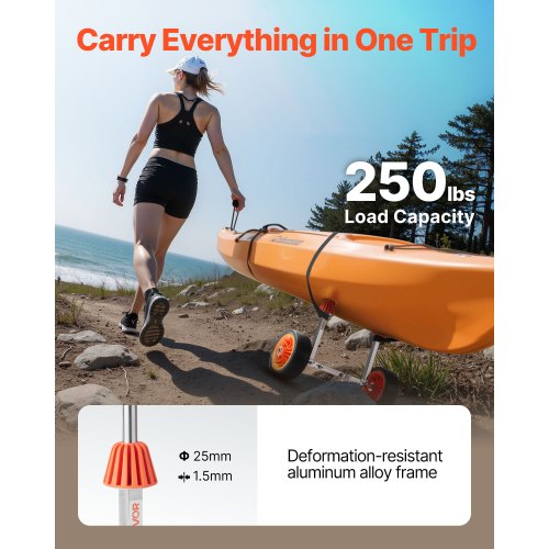 Kayak Cart 250 lbs Load Capacity Canoe Cart Dolly with 7.5inch Solid
