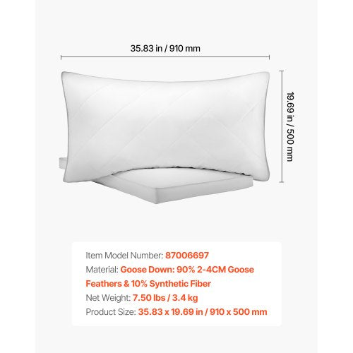Bed Pillows for Sleeping Set of 2 King Size Luxury Quality Hotel Pillows