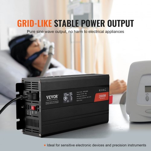 Pure Sine Wave Inverter 2000 Watt DC 12V to AC 110V Power Inverter with 2
