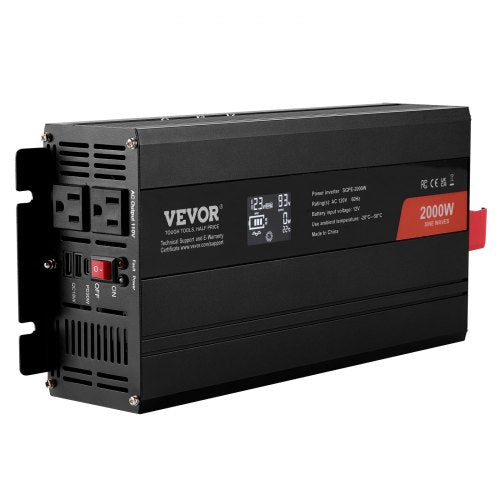 Pure Sine Wave Inverter 2000 Watt DC 12V to AC 110V Power Inverter with 2