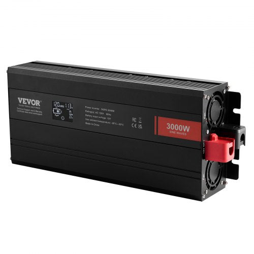 Pure Sine Wave Inverter 3000 Watt DC 12V to AC 120V Power Inverter with 2