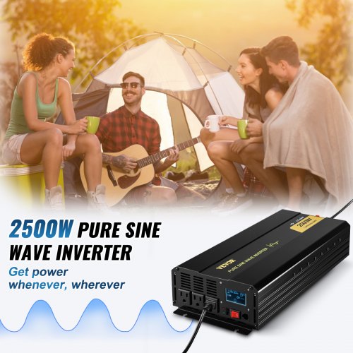Pure Sine Wave Inverter 2500 Watt Power Inverter DC 12V to AC 120V Car