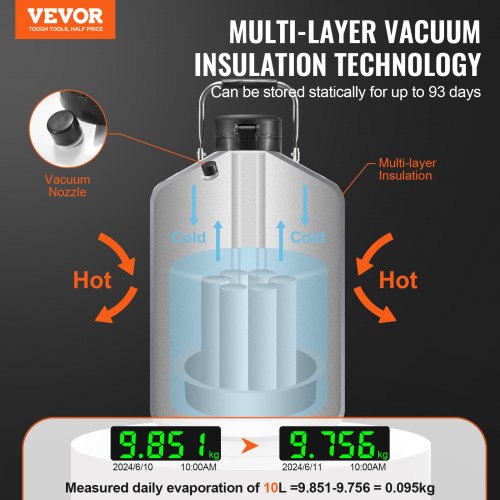 Liquid Nitrogen Tank 10 L Aluminum Alloy Liquid Nitrogen Container LN2