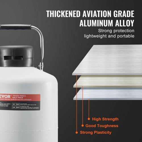 Liquid Nitrogen Tank 10 L Aluminum Alloy Liquid Nitrogen Container LN2