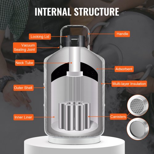 Liquid Nitrogen Tank 10 L Aluminum Alloy Liquid Nitrogen Container LN2