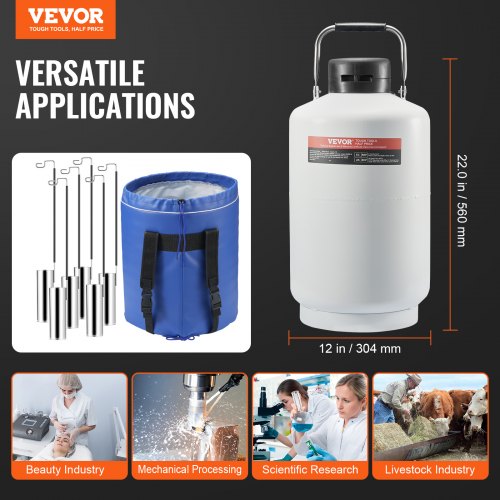 Liquid Nitrogen Tank 10 L Aluminum Alloy Liquid Nitrogen Container LN2