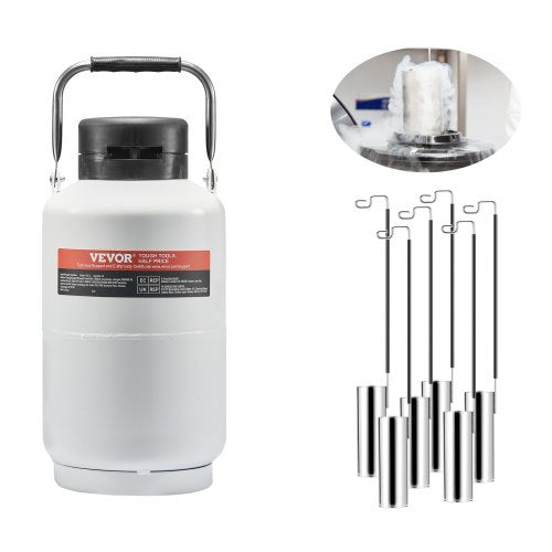 Liquid Nitrogen Tank 3 L Aluminum Alloy LN2 Container Dewar 6 Canisters
