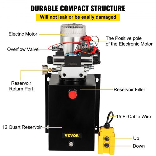 Hydraulic Power Unit 12 Volt Dump Trailer Hydraulic Pump Double Acting 12