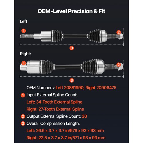 CV Axle Shaft Assembly 2 Pieces Front Left Right Driver and Passenger