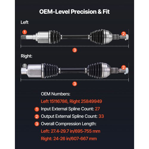 CV Axle Shaft Assembly 2 Pieces Front Left Right Driver and Passenger