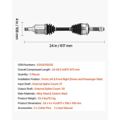 CV Axle Shaft Assembly 2 Pieces Front Left Right Driver and Passenger