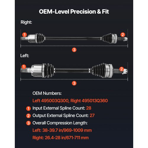 CV Axle Shaft Assembly 2 Pieces Front Left Right Driver and Passenger