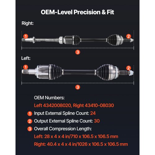 CV Axle Shaft Assembly 2 Pieces Front Left Right Driver and Passenger