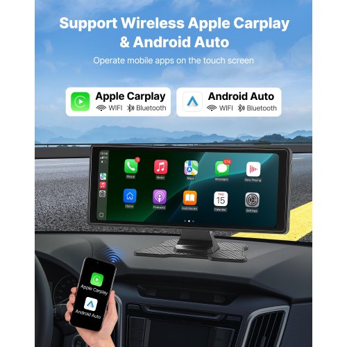 Wireless Car Stereo 10Inch HD Portable Radio Touch Screen with Apple