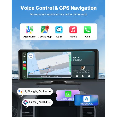 Wireless Car Stereo 10Inch HD Portable Radio Touch Screen with Apple