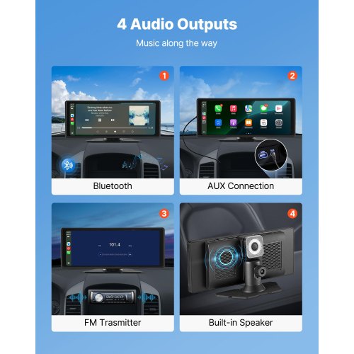 Wireless Car Stereo 10Inch HD Portable Radio Touch Screen with Apple