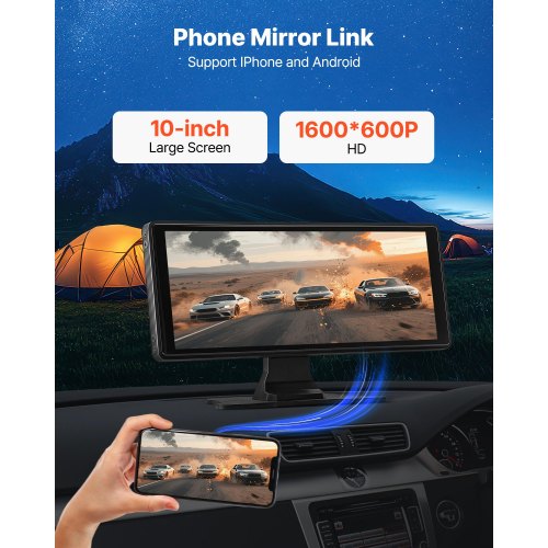 Wireless Car Stereo 10Inch HD Portable Radio Touch Screen with Apple