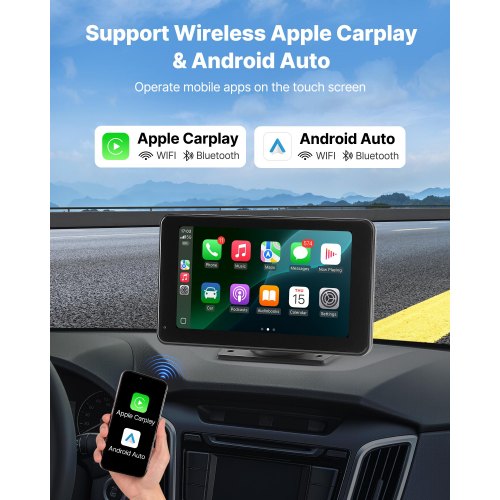 Wireless Car Stereo 7Inch HD Portable Radio Touch Screen Compatible with Apple