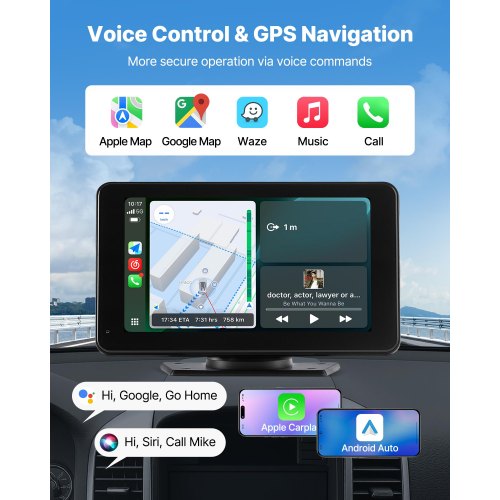 Wireless Car Stereo 7Inch HD Portable Radio Touch Screen Compatible with Apple