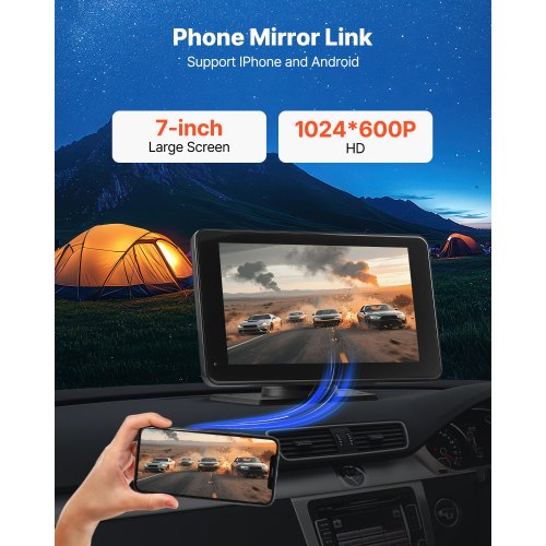 Wireless Car Stereo 7Inch HD Portable Radio Touch Screen Compatible with Apple