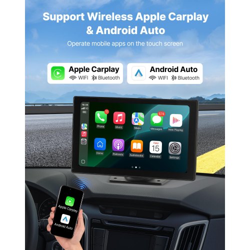 Wireless Car Stereo 9Inch HD Portable Radio Touch Screen with Apple