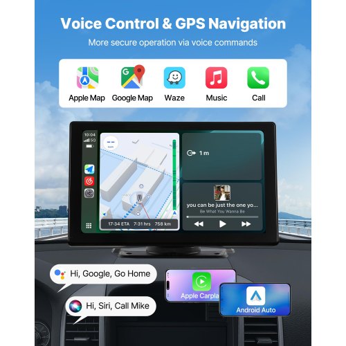 Wireless Car Stereo 9Inch HD Portable Radio Touch Screen with Apple