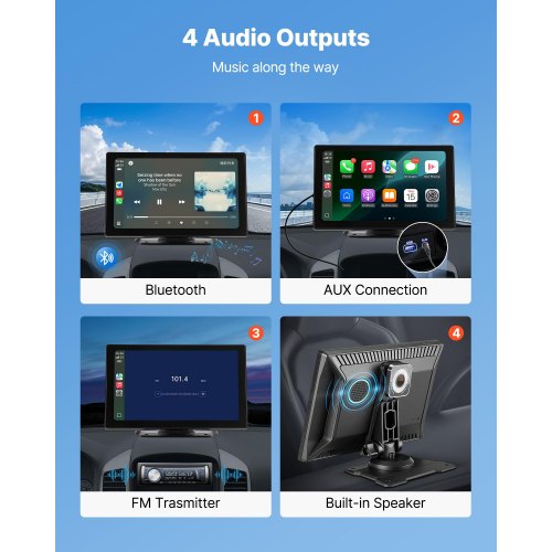 Wireless Car Stereo 9Inch HD Portable Radio Touch Screen with Apple