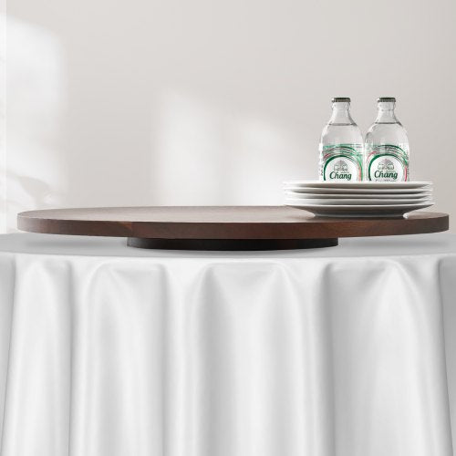 24 in Wood Lazy Susan Turntable 360° Rotation Round Clear Tabletop Rotating