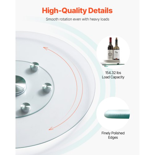 30 in Glass Lazy Susan Turntable Tempered Glass Dining Table Centerpiece