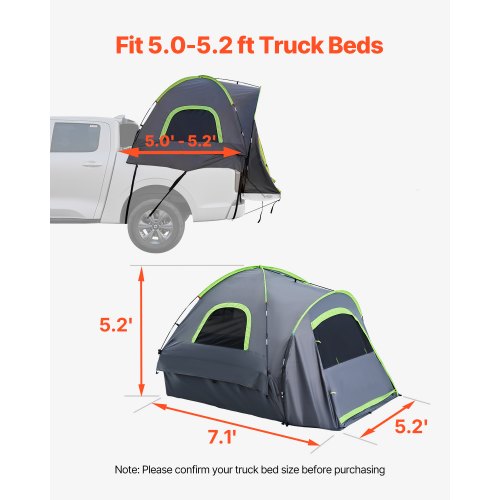 Pickup Truck Tent Fit 5052 ft Truck Tents for Camping Waterproof