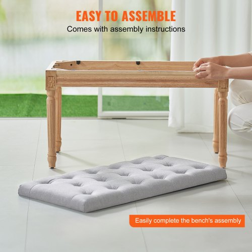 Upholstered Bench 16W Ottoman Bench End of Bed Bench with Foam Padded