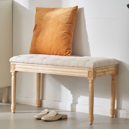 Upholstered Bench 16W Ottoman Bench End of Bed Bench with Foam Padded