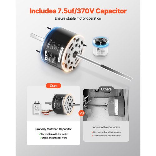 13HP RV Air Conditioner Motor with Capacitor AC115V 3A 1675 RPM