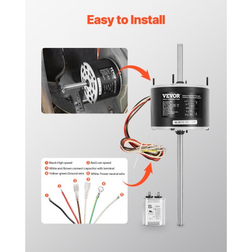 13HP RV Air Conditioner Motor with Capacitor AC115V 3A 1675 RPM