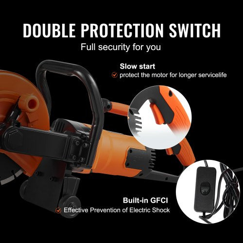 Electric Concrete Saw 9 in 1800 W Motor Circular Saw Cutter with 3.5 in Cutting