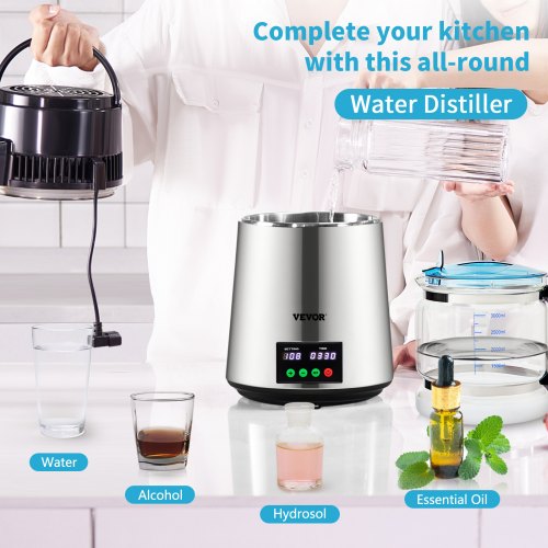 1.1 Gal Water Distiller 0.3 Gal/H 750W Distilled Water Maker Machine 0-99H