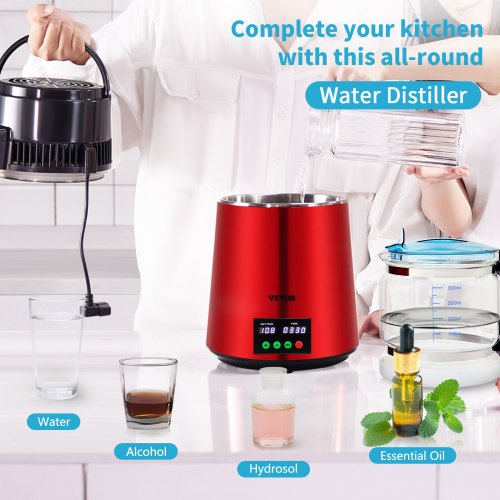 1.1Gal Water Distiller 0.3Gal/H 750W Distilled Water Maker Machine 0-99H